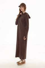 Brown Side Zipper Sweatshirt Dress