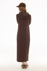 Brown Side Zipper Sweatshirt Dress