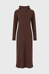 Brown Side Zipper Sweatshirt Dress