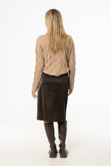 Brown Snake Skin Leather Skirt