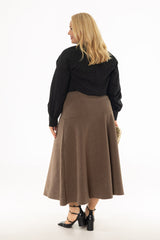 Brown Soft Feel A-Line Maxi Skirt
