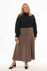 Brown Soft Feel A-Line Maxi Skirt