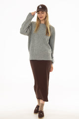 Brown Solid Skirt Legging