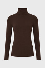 Brown Solid Turtleneck Top