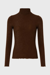 Brown Sparkle Seamless Mock Neck Top