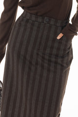 Brown Striped Maxi Skirt