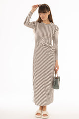 Brown Striped Tie Maxi Dress
