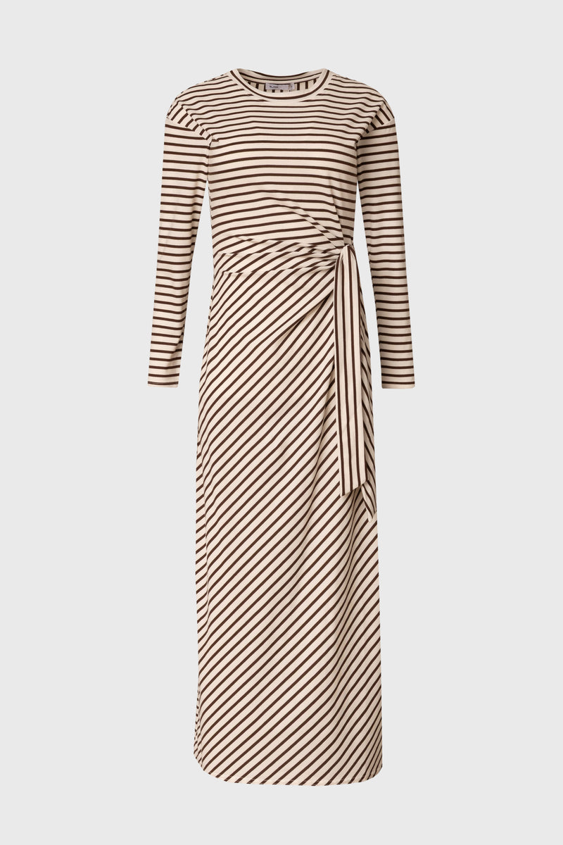 Brown Striped Tie Maxi Dress BLANK Brown Striped Tie Maxi Dress BLANK