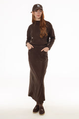 Brown Sweater Maxi Skirt