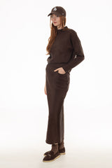 Brown Sweater Maxi Skirt