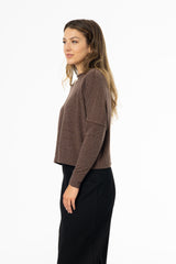 Brown Swing Mock Neck Top