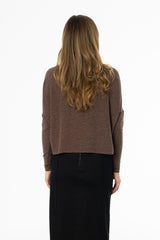 Brown Swing Mock Neck Top