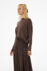 Brown Swing Mock Neck Top