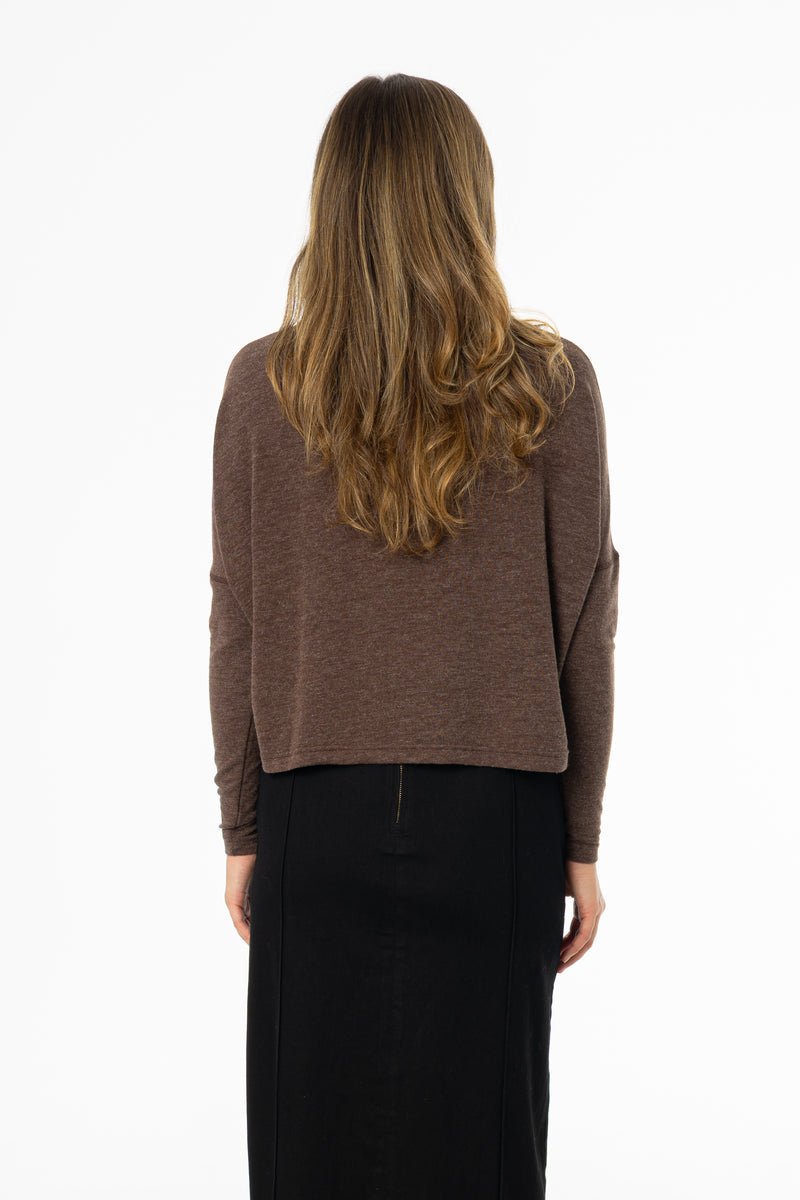 Brown Swing Mock Neck Top