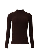 Brown Textured Mock Neck Top