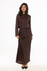 Brown Textured Slip Skirt