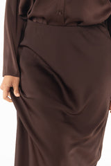 Brown Textured Slip Skirt