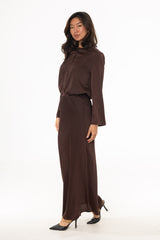 Brown Textured Slip Skirt