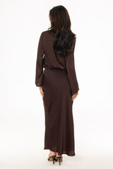 Brown Textured Slip Skirt