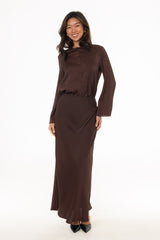 Brown Textured Slip Skirt