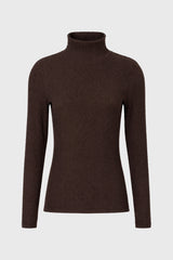 Brown Textured Turtleneck Top