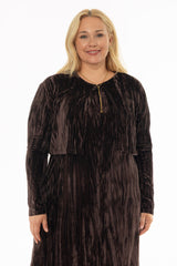 Brown Textured Velour Cardigan