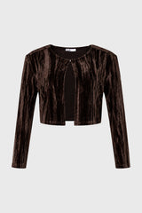Brown Textured Velour Cardigan