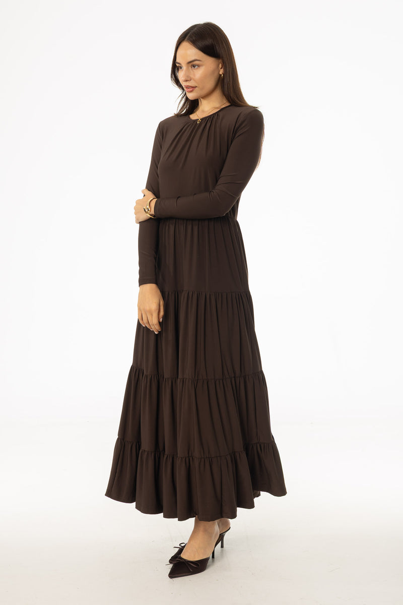 Brown Tiered Maxi Dress