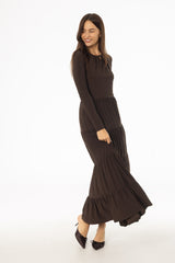 Brown Tiered Maxi Dress
