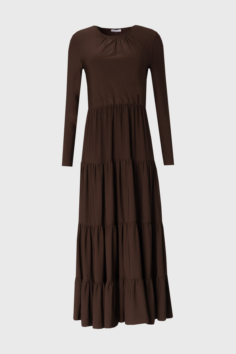 Brown Tiered Maxi Dress