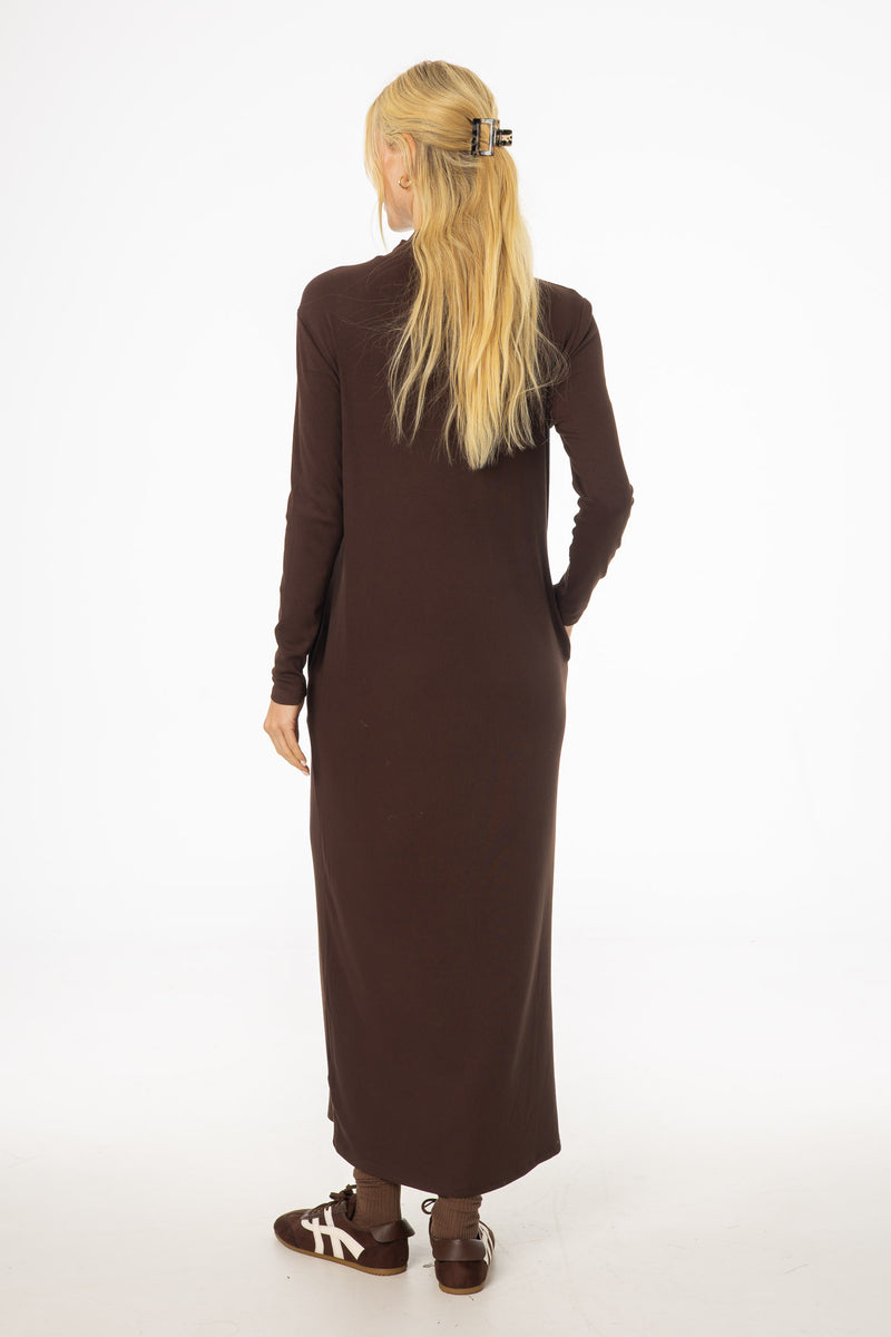 Brown Turtleneck Basic Maxi