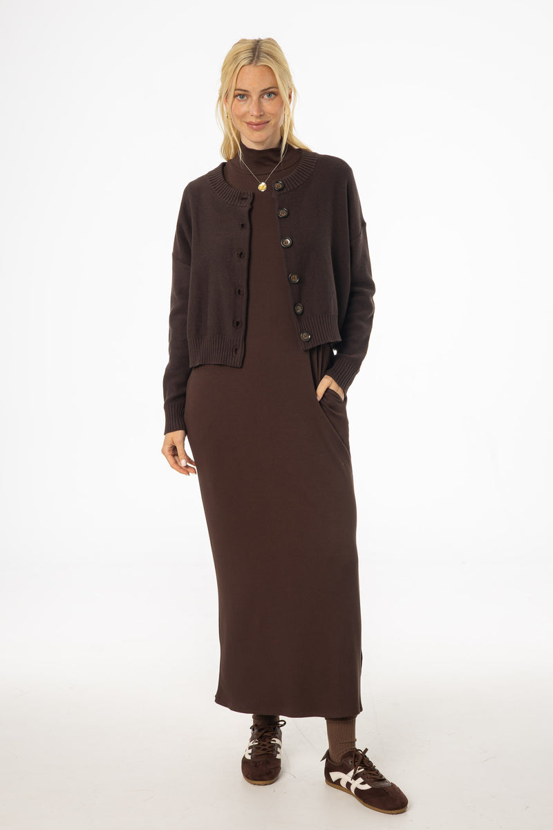 Brown Turtleneck Basic Maxi
