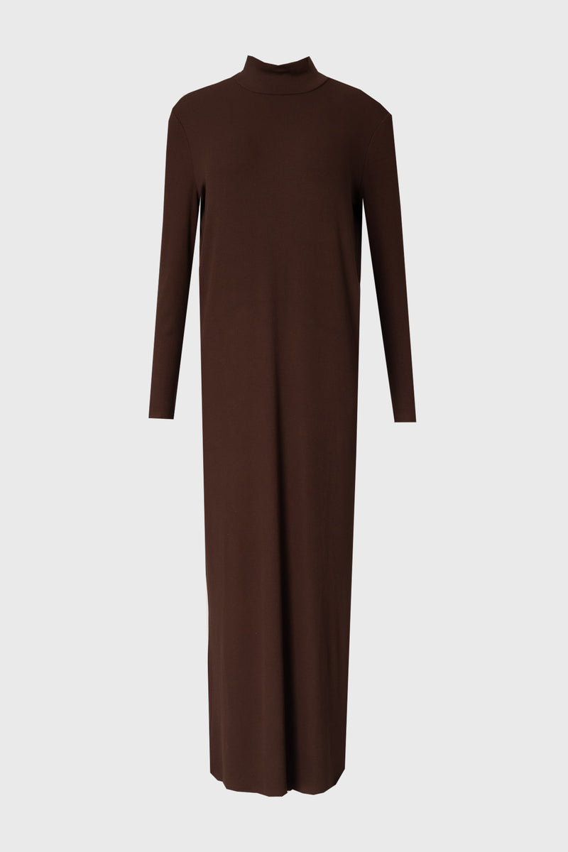 Brown Turtleneck Basic Maxi