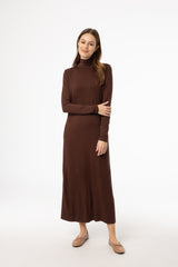 Brown Turtleneck Maxi Dress