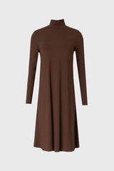 Brown Turtleneck Swing Dress