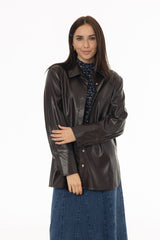 Brown Vegan Leather Shirt