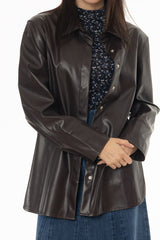 Brown Vegan Leather Shirt