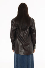 Brown Vegan Leather Shirt