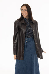 Brown Vegan Leather Shirt
