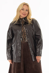 Brown Vegan Leather Shirt