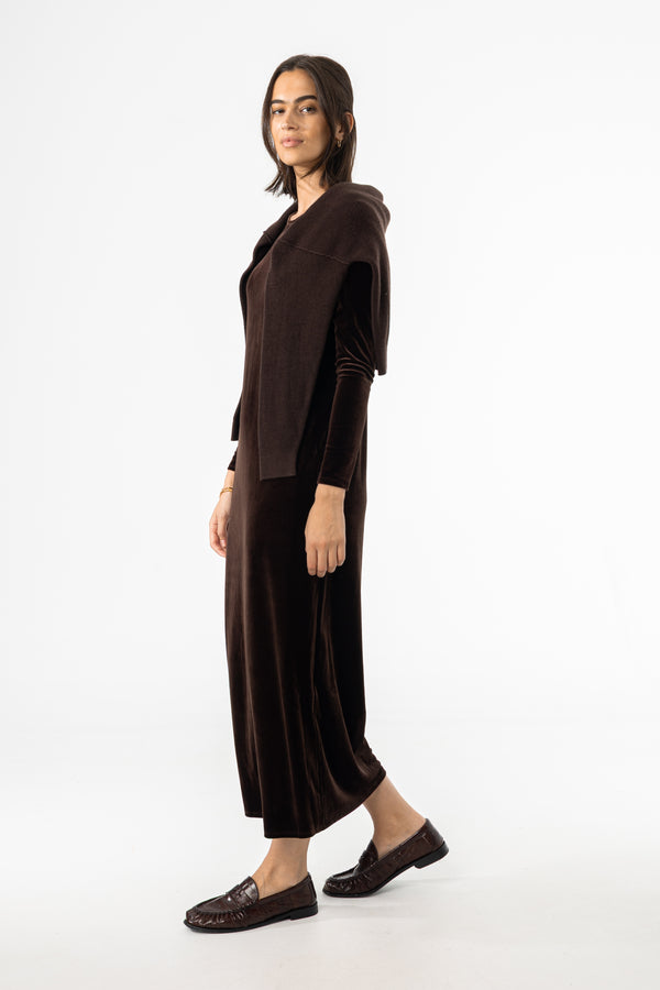 Brown Velour Basic Maxi