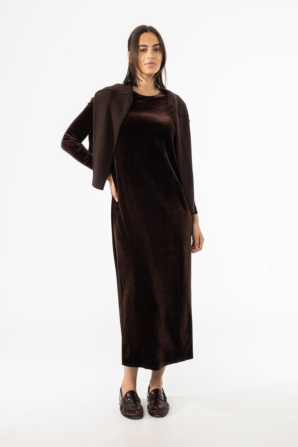 Brown Velour Basic Maxi