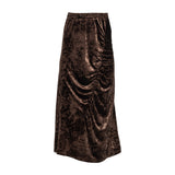 Brown Velour Ruched Skirt
