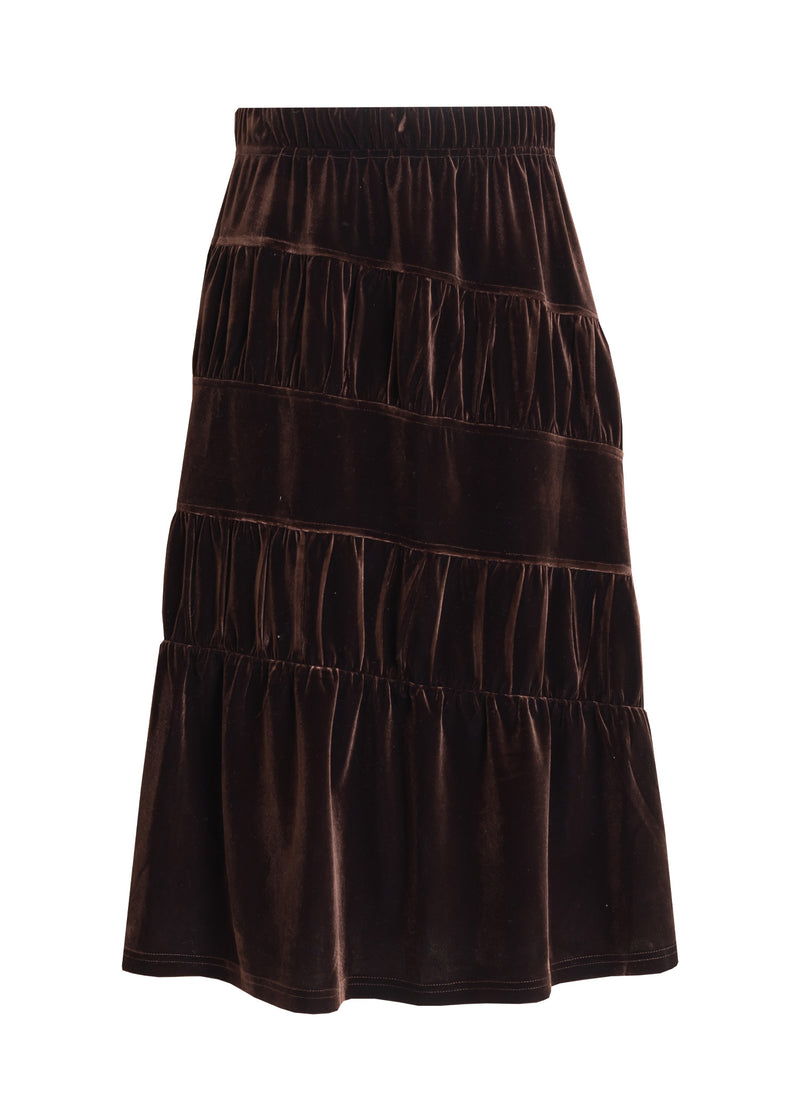 Brown Layered Velvet Skirt