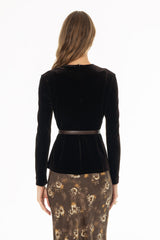 Brown Velvet Structured Top