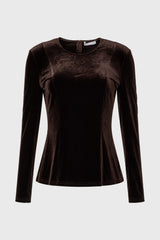 Brown Velvet Structured Top