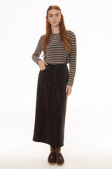 Brown Textured Everyday Maxi Skirt