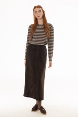 Brown Textured Everyday Maxi Skirt