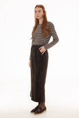 Brown Textured Everyday Maxi Skirt