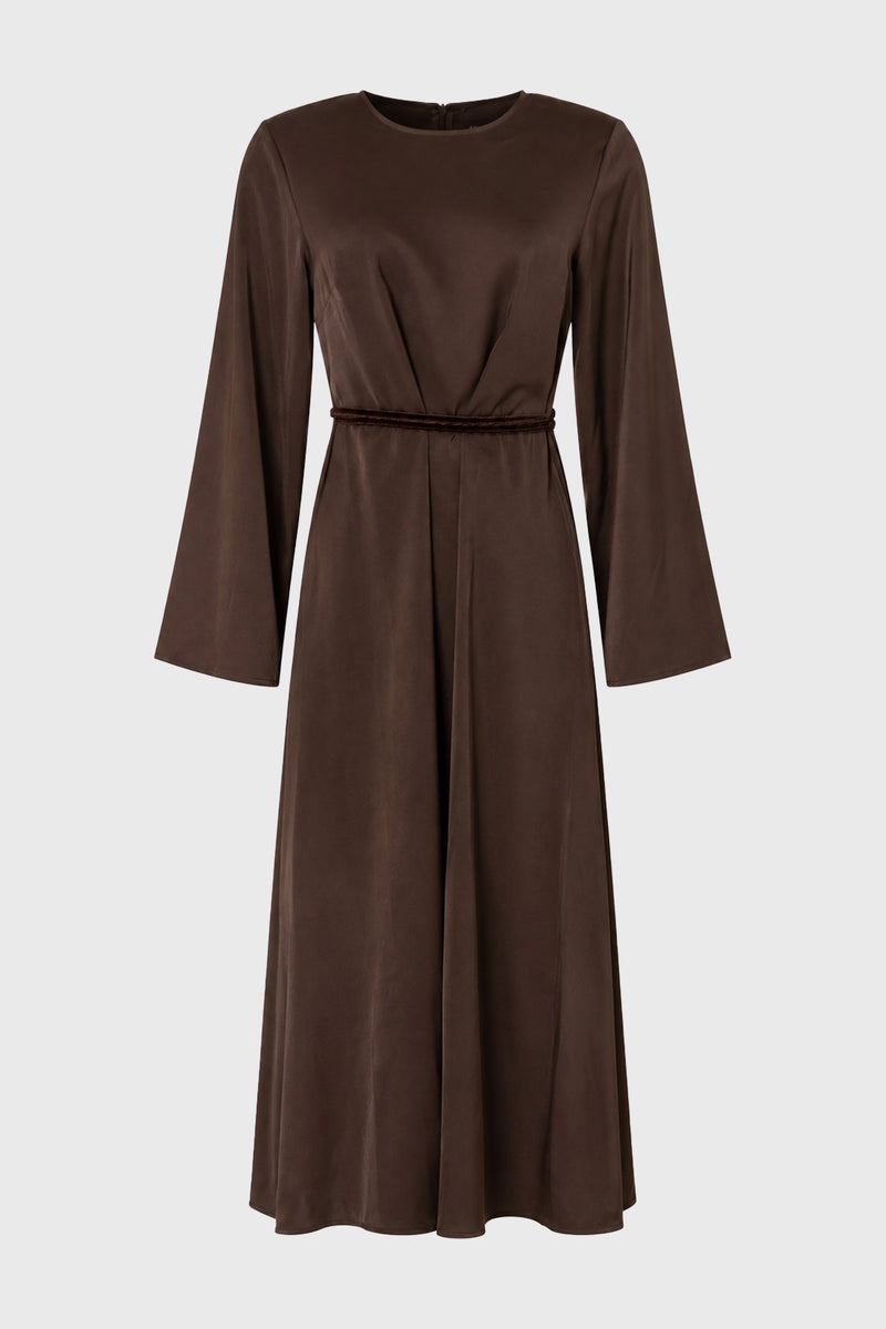 brown velvet maxi dress Trim Relaxed Fit Suit Pants 46-90-days length design flows beautifully Plating:Rose Gold